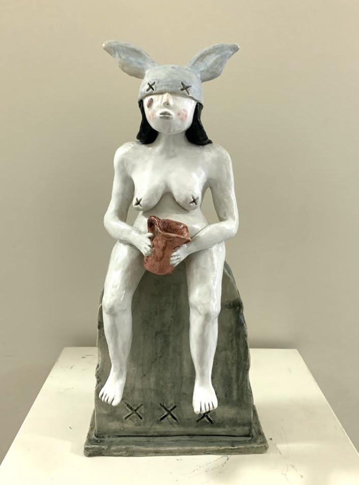 Korbi Clevinger "Mother Rabbit (Watering the Grave)" Ceramic