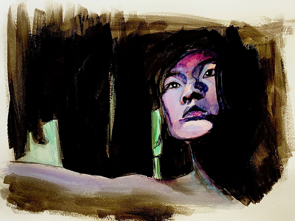 Mikayla  Ott, "Melancholy", Acrylic on Watercolor Paper