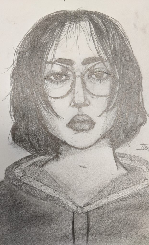 Self Portrait, Carissa Nelson, 10th Grade, Elberta High School, Drawing, Graphite