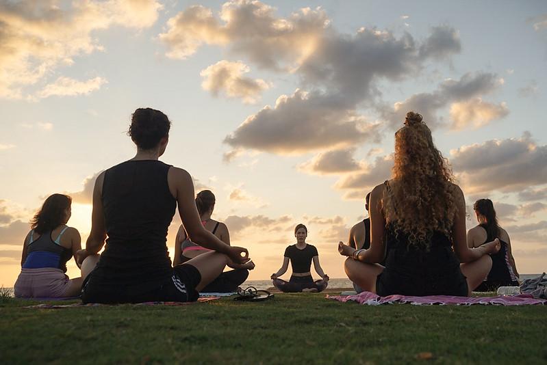 yoga on a lawn