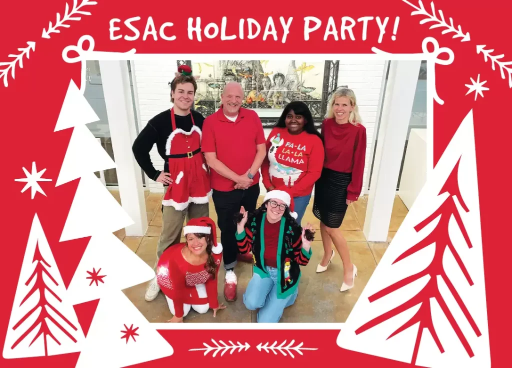 esac holiday party graphic