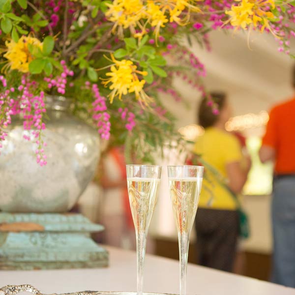 champagne in glasses on table