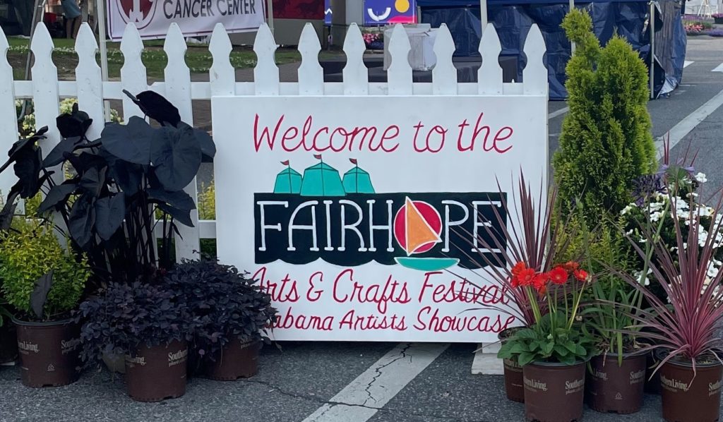 welcome to the fairhope arts and crafts festival graphic