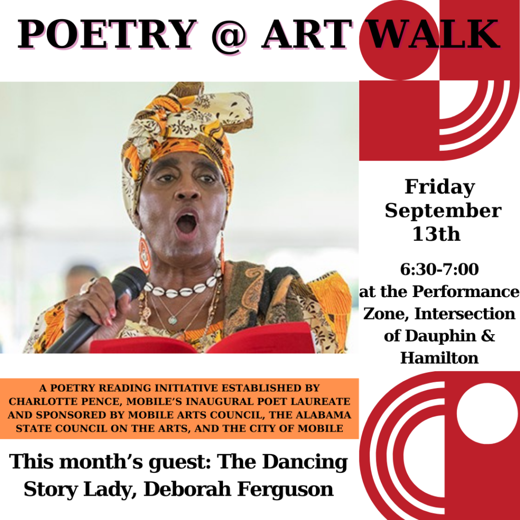 Poetry @ ArtWalk, This month’s guest: The Dancing Story Lady, Deborah Ferguson