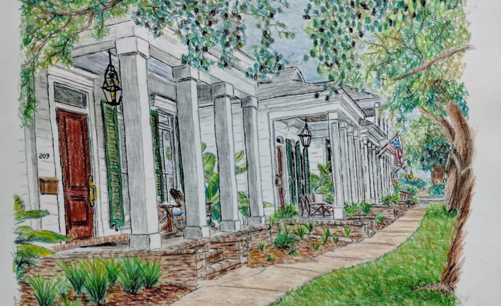 Color Pencil drawing of detonti townhouses