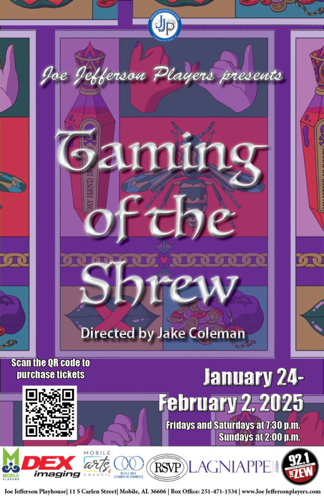 Joe Jefferson Playhouse Taming of the Shre Directed by Jake Coleman January 24- February 2, 2025