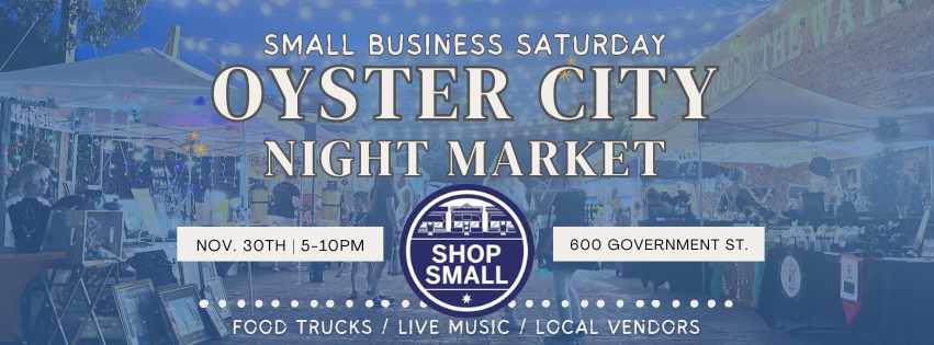 Small Business Saturday Oyster City Brewing Night Market November 30th, 5pm-10pm Food Trucks, Live Music, Local Vendors