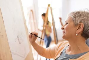 Adult Student engaged in drawing class