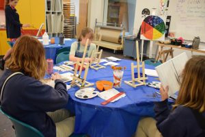 Teen Students at Mobile Museum of Art, oil painting