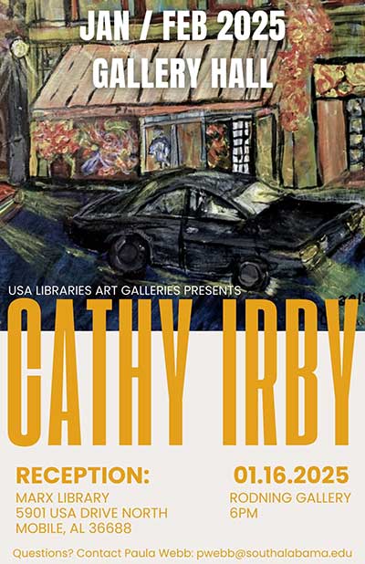 Jan/Feb 2025 Gallery Hall Cathy Irby Reception January 16, 2025 at USA Marx Library