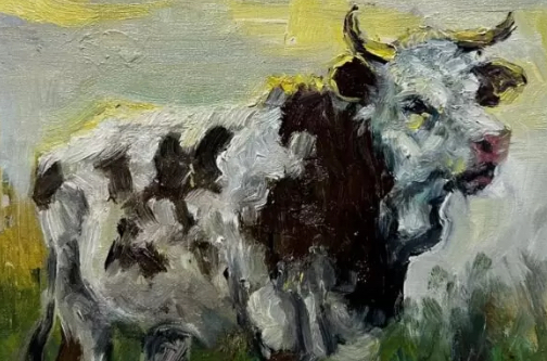 Oil painted cow by Chris Murray