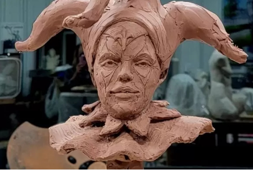 Jester Clay Sculpture by Kim Bernadas