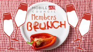 Members' Brunch graphic of plate with red bell pepper