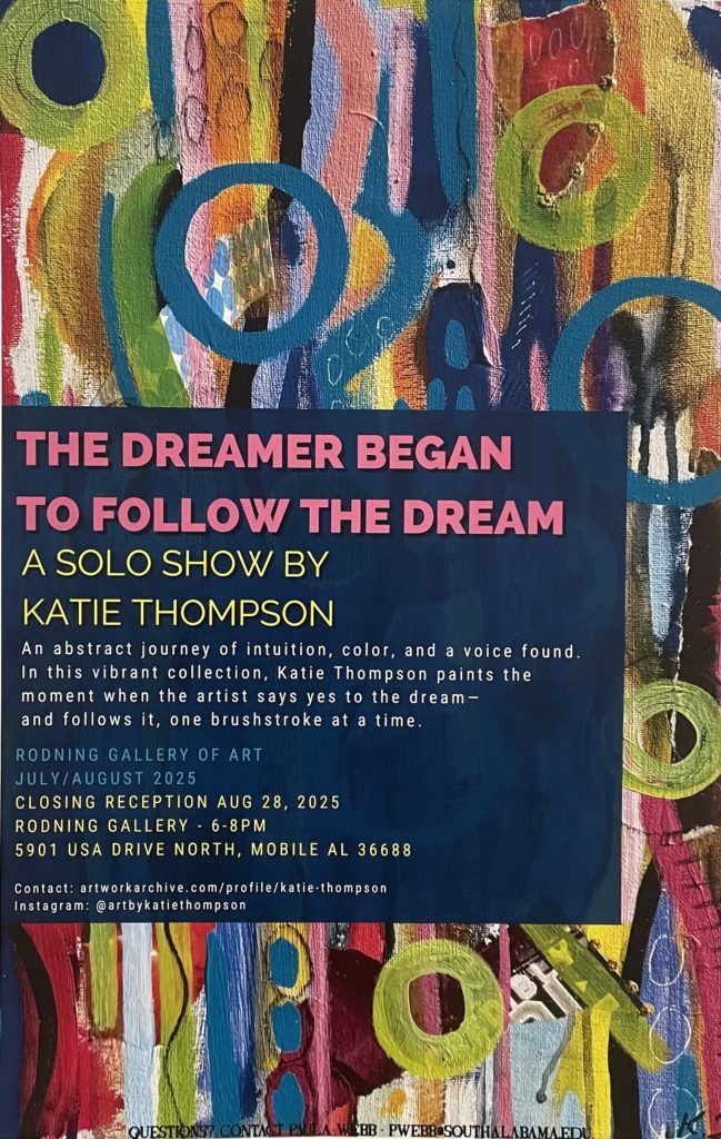 Katie Thompson Solo Exhibit at USA Marx Library flyer