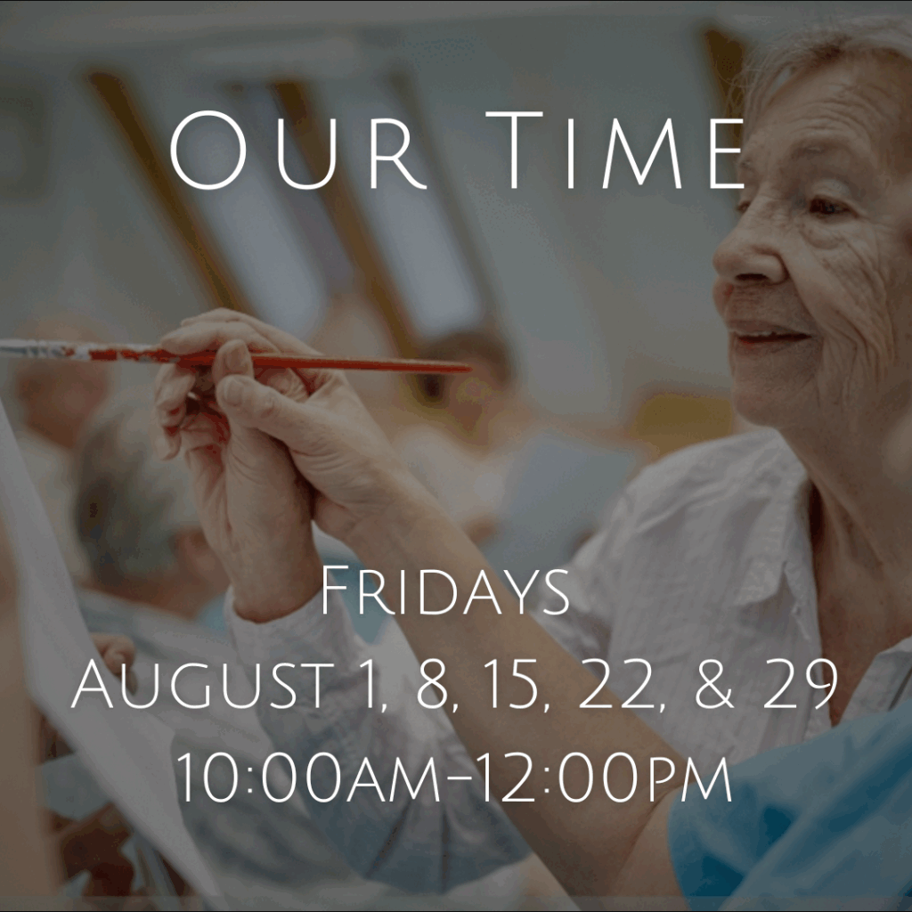 Our Time flyer, Elder hand over hand painting on canvas