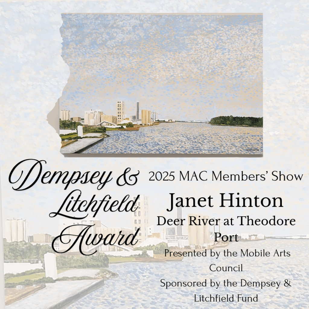 Dempsey & Litchfield Award graphic for Janet Hintin painting Deer River at Theodore Port