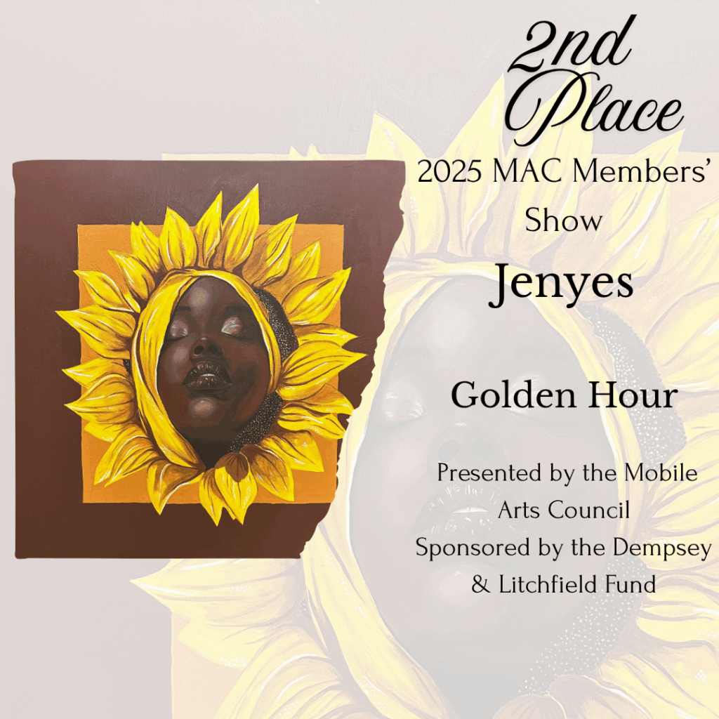 graphic for 2nd place Golden Hour painting by Jenyes portrait with dunflower