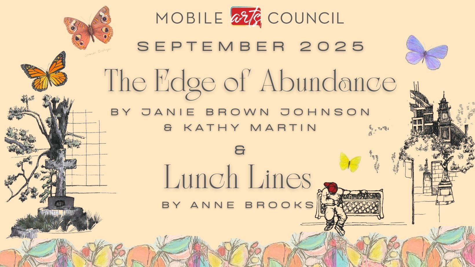 September Exhibitions 2025 Edge of Abundance- Kathy Martin & Janie Johnson and Lunch Lines- Anne Brooks