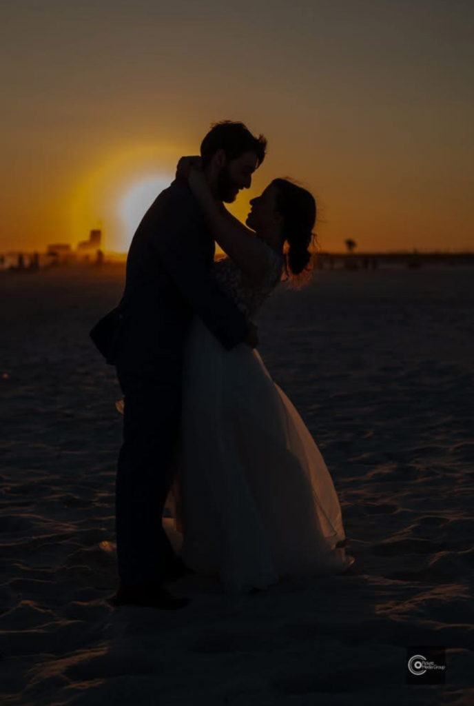 Couple beach at sunset 