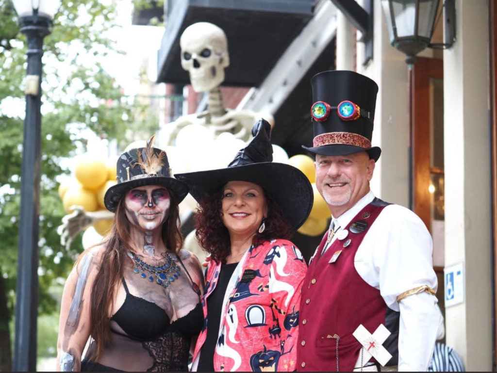 People take. Photos Near Halloween