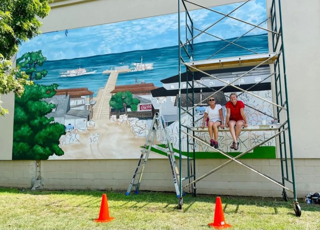 Set next mural with Hannah Legg