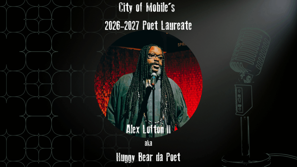 graphic for 2026-2027 Poet Laureate Huggy Bear da Poet, ALex Jerome Lofton the second