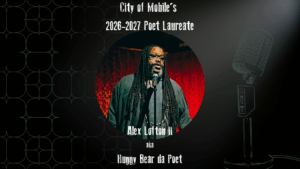 graphic for 2026-2027 Poet Laureate Huggy Bear da Poet, ALex Jerome Lofton the second