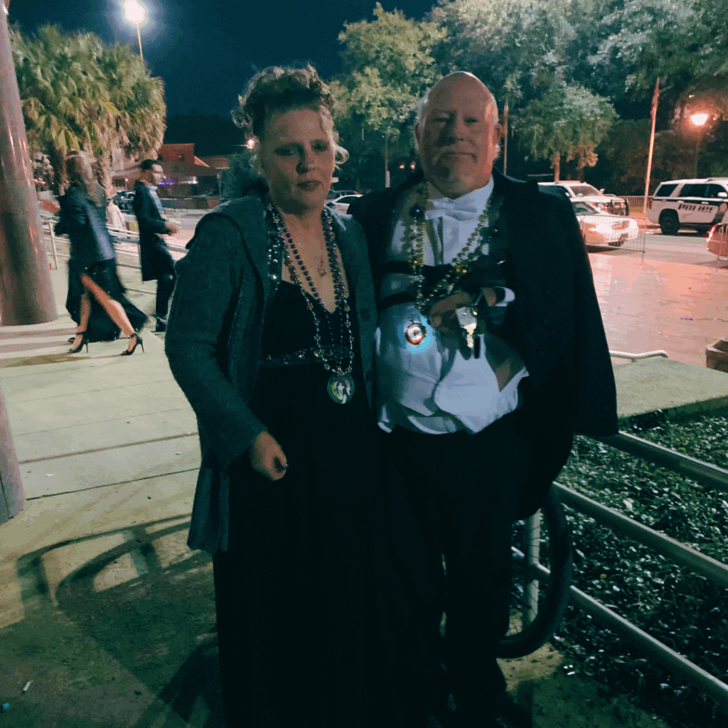 Robert Halcombe during Mardi Gras celebrations