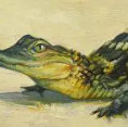 Mini Alligator Painting by Cat Pope