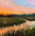 Sunset painting in oil by Cat Pope